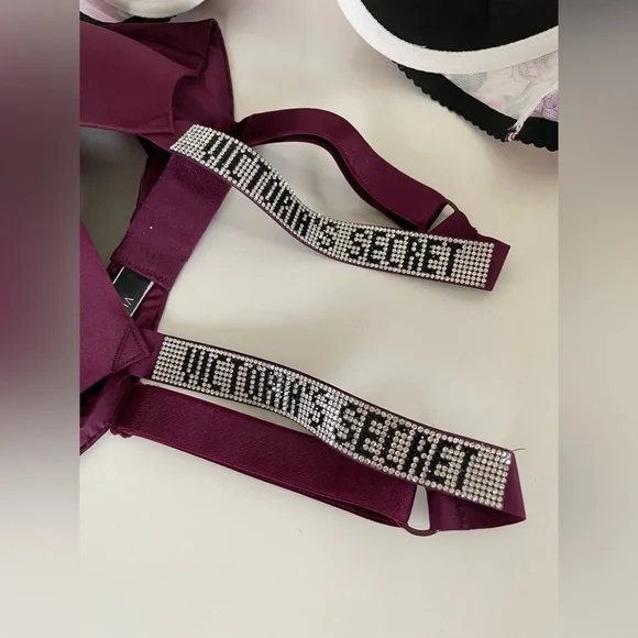 Victoria’s Secret Rhinestone Bombshell Plunge Padded Push-Up Bras 34C Set of 2 - Picture 10 of 12